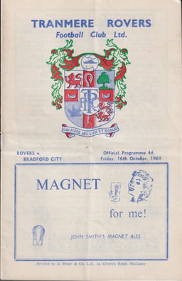 Tranmere Rovers v Bradford City Match Programme 1964-10-16